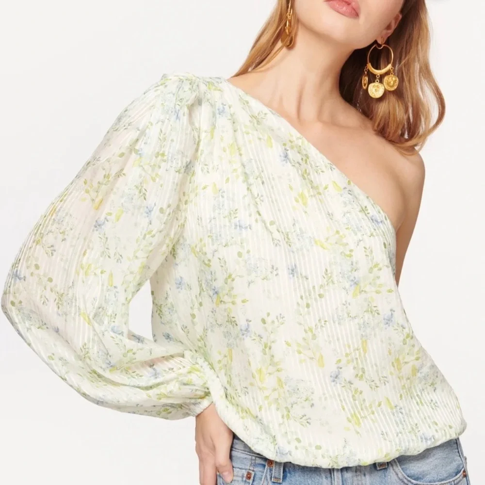 NEW CAMI NYC FLORAL PRINT ONE-SHOULDER TOP - Picture 3 of 6